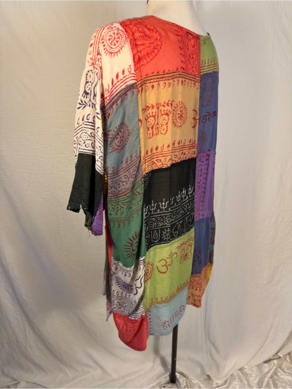 Patchwork Boho Henley Tunic in Multicolor - Picture 7 of 8